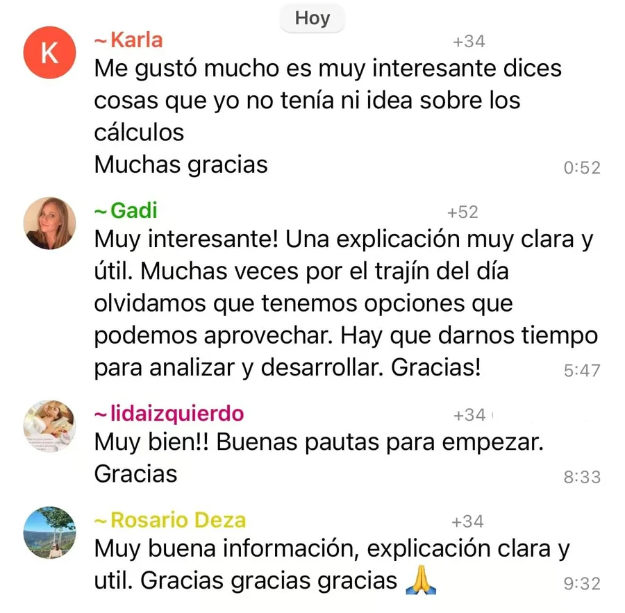 Comentarios del grupo: explicación muy clara y útil