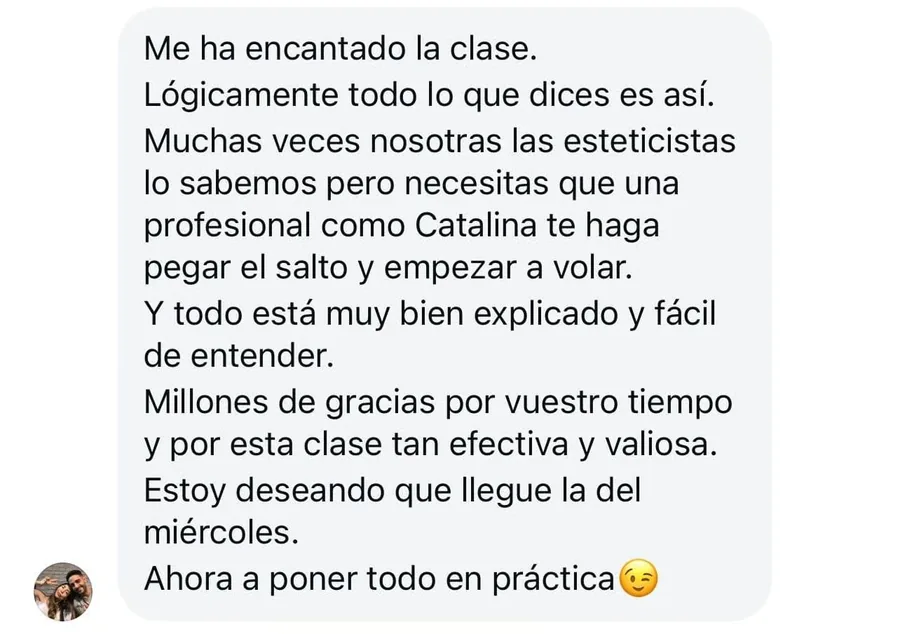 Comentario: necesitas una profesional como Catalina que te haga pegar el salto