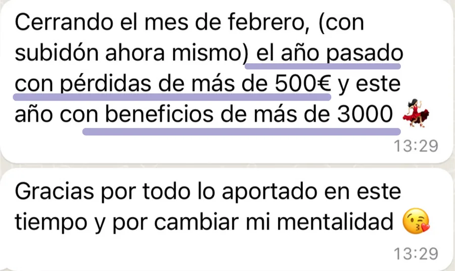 Mensaje: el año pasado con pérdidas de más de 500€ y este año con beneficios de más de 3000